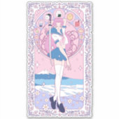 Japan Pink Anime Schoolgirl Art Nouveau Sticker (Vorderseite)