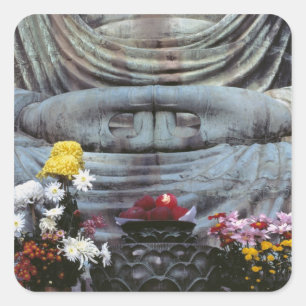 Japan, Präfektur Kanagawa, Kamakura. Floral Quadratischer Aufkleber