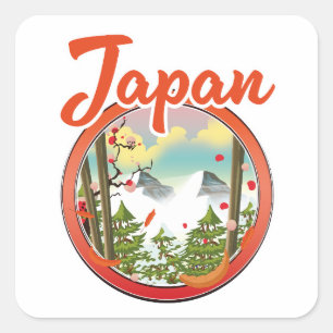 Japan Reise Logo Quadratischer Aufkleber