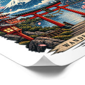 Japan Reise | Mount Fuji Vintage Japanisch Poster (Ecke)