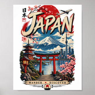 Japan Reise | Mount Fuji Vintage Japanisch Poster