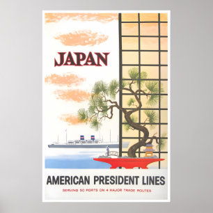 Japan Reiseplakat American President Lines Druck Poster