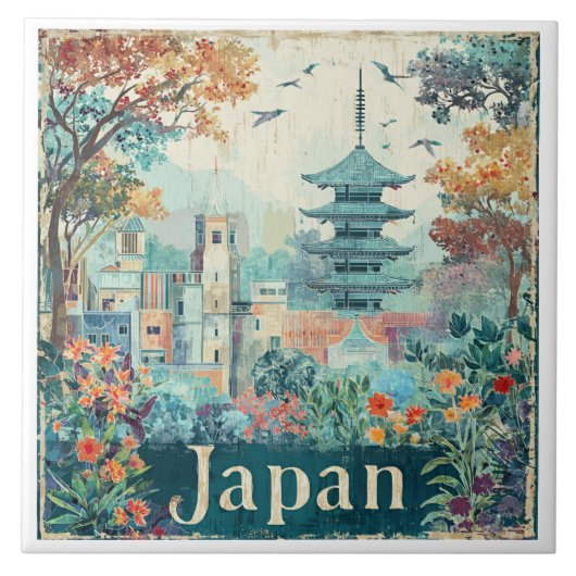 Japan Reiseplakat Fliese (Vorderseite)