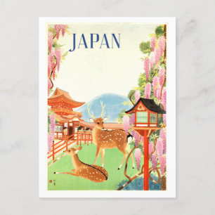 Japan-Reiseplakat im Vintage-Stil Postkarte