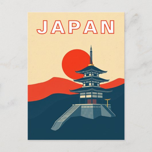 Japan Retro-Reise Kunst Pagode Tempel Postkarte (Vorderseite)