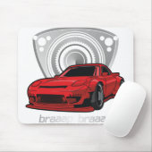 Japan Rotary Mazda RX7 BRAAP Mousepad (Mit Mouse)