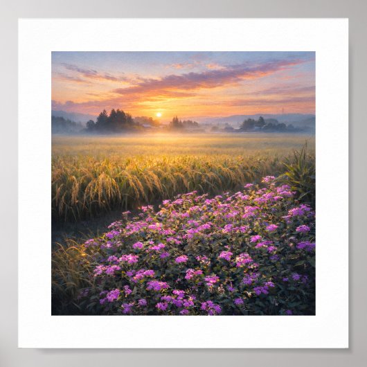 Japan’s Autumn Rice Fields at Sunrise – Art Print Poster (Vorne)