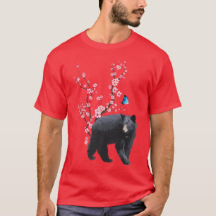Japan Sakura Cherry Blossom Schwarzer Bär Japanisc T-Shirt