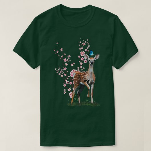 Japan Sakura Cherry Blossom Sika Deer Japanisch T-Shirt (Design vorne)