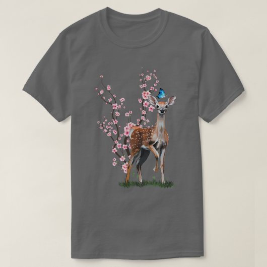 Japan Sakura Cherry Blossom Sika Deer Japanisch T-Shirt (Design vorne)