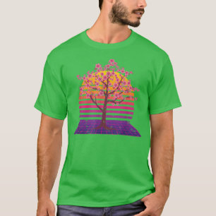 Japan Sakura Retro 80er Art Vaporwave Sunset Cherr T-Shirt