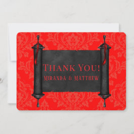 Japan Scroll Red Black Damask Vielen Dank Karten