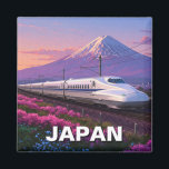 Japan Shinkansen Fuji Travel Magnet<br><div class="desc">Der Fuji, der berühmteste und höchste Berg Japans, liegt auf 3.776 Metern Höhe und ist ein Symbol für die natürliche Schönheit und das kulturelle Erbe des Landes. Dieser majestätische, schneebedeckte Vulkan liegt auf der Insel Honshu, etwa 100 km südwestlich von Tokio und hat jahrhundertelang Künstler, Dichter und Reisende inspiriert. Es...</div>