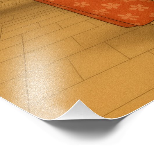 Japan Spaziergang - Kimono Girl and Shiba Hund Kun Fotodruck (Ecke)