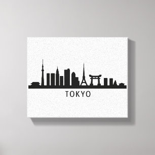 Japan Stadtlandschaft Reise   Tokio Skyline Silhou Leinwanddruck