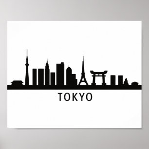 Japan Stadtlandschaft Reise   Tokio Skyline Silhou Poster