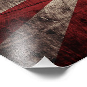 Japan steigt Sonnenflagge auf alten Holzkörnern an Fotodruck (Ecke)