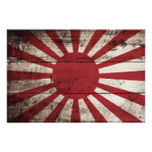 Japan steigt Sonnenflagge auf alten Holzkörnern an Fotodruck (Vorne)