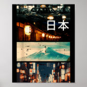 Japan Street Mountain Collage Nihon Japanese Men W Poster (Vorne)