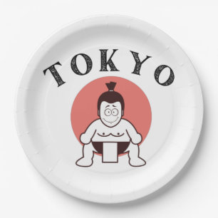 Japan Sumo Tokio - Sohn der Sonne weiß Pappteller