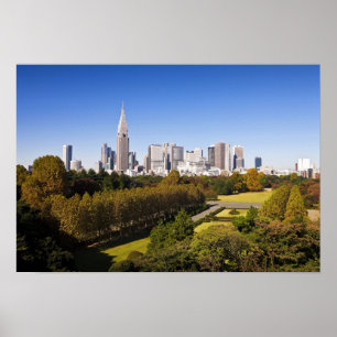 Japan. Tokio. Skyline des Bezirks Shinjuku und Poster