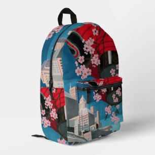 Japan Tokio Vintages japanisches Reiseplakat Bedruckter Rucksack