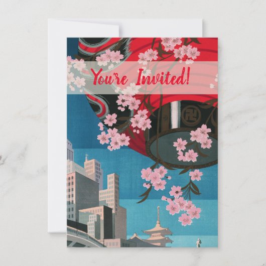 Japan Tokio Vintages japanisches Reiseplakat Einladung (Vorderseite)
