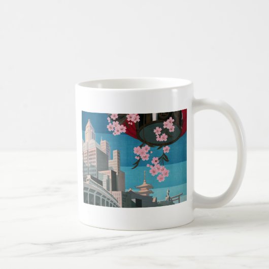 Japan Tokio Vintages japanisches Reiseplakat Kaffeetasse (Rechts)