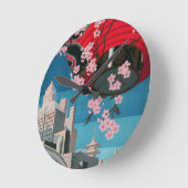 Japan Tokio Vintages japanisches Reiseplakat Runde Wanduhr (Winkel)