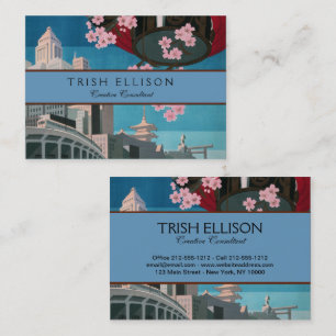 Japan Tokio Vintages japanisches Reiseplakat Visitenkarte