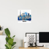 Japan Tokyo Skyline - Wasserfarbe Tokyo Skyline Poster (Heimbüro)
