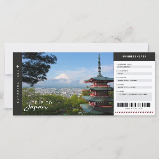 Japan Trip Boarding Pass Reisetag Ticket (Vorderseite)