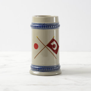 Japan und Kumamoto gekreuzte Flaggen Bierglas