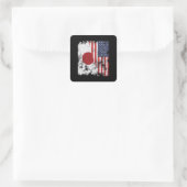 Japan USA Flag - Halbamerikaner Quadratischer Aufkleber (Tasche)
