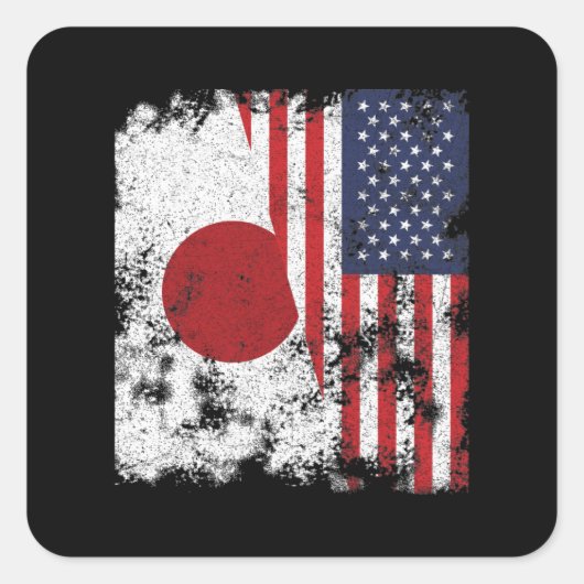 Japan USA Flag - Halbamerikaner Quadratischer Aufkleber (Vorderseite)