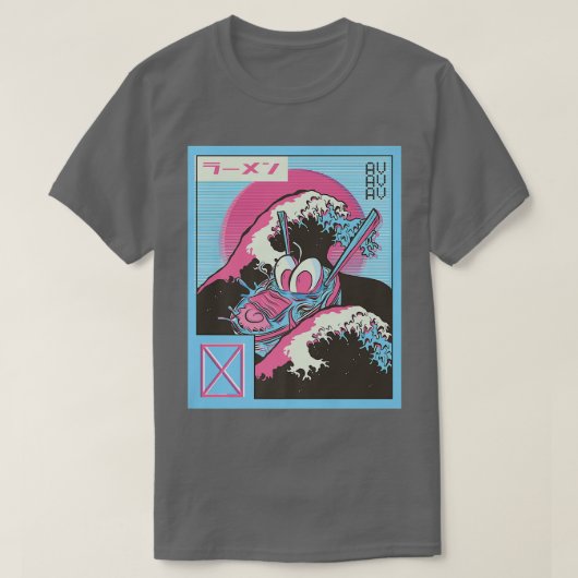Japan Vaporwave Otaku Great Wave Kanagawa Ramen An T-Shirt (Design vorne)