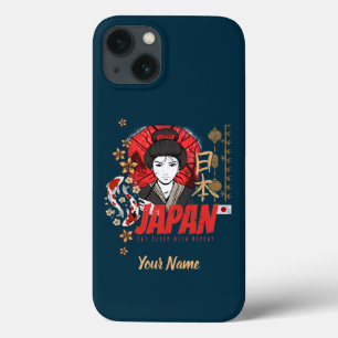 Japan Vintage Geisha with Flag Koi and Lotus Souve Case-Mate iPhone Hülle