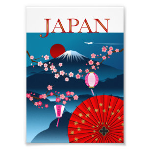 Japan Vintage Reiseplakat l Mount Fuji Fotodruck