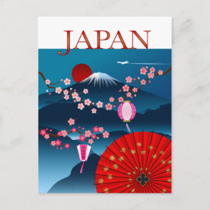 Japan Vintage Reiseplakat l Mount Fuji Postkarte