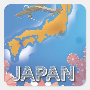 Japan Vintage Reiseplakat Quadratischer Aufkleber