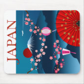 Japan Vintage Travel Poster l Mount Fuji Mousepad (Vorne)