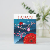 Japan Vintage Travel Poster l Mount Fuji Postkarte (Stehend Vorderseite)