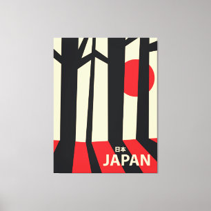Japan Vintages Waldfahrplakat. Leinwanddruck
