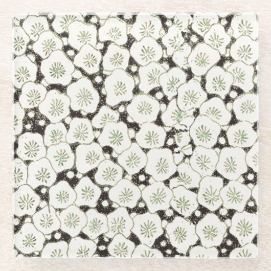 Japan Weiße Blume Blumengarten Glasuntersetzer (Vorderseite)