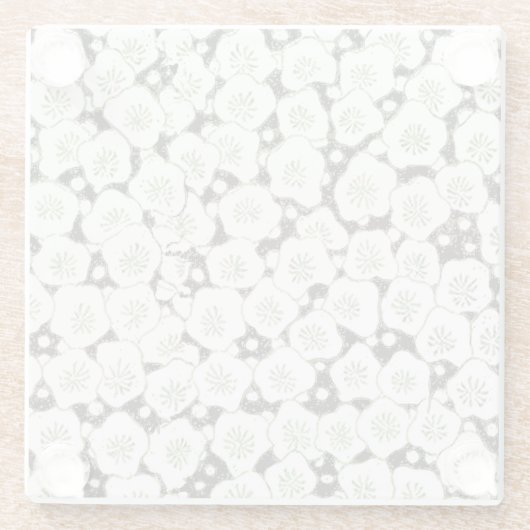 Japan Weiße Blume Blumengarten Glasuntersetzer (Rückseite)