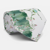 Japan Woodpecker Bird Cherry Tree Blossoms Tie Krawatte (Gerollt)