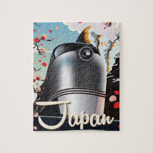 Japan-Zug Vintage-Reiseposter. Puzzle