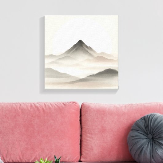 Japandi Abstract Mountain Art for Quiet Interiors Leinwanddruck (Insitu (Wohnzimmer))