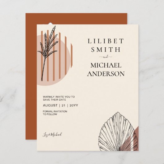 Japandi Abstrakte skandinavische Hochzeit (Vorne/Hinten)