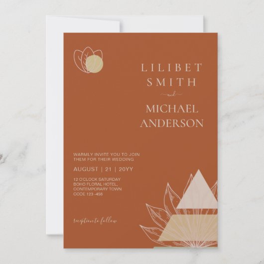 Japandi Abstrakte skandinavische Hochzeit Einladung (Vorderseite)